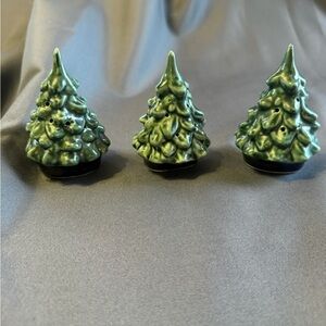 set of three vintage ceramic mini christmas trees
